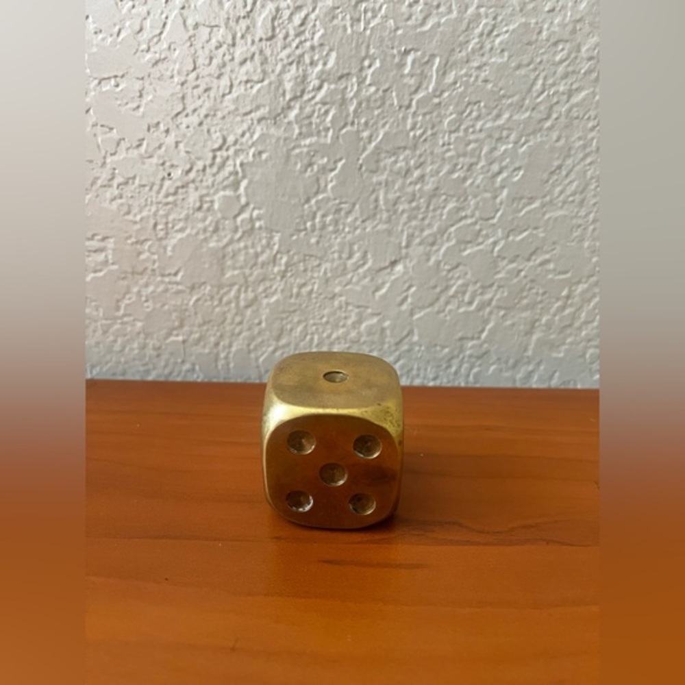 Vintage Solid Brass Dice Paperweight